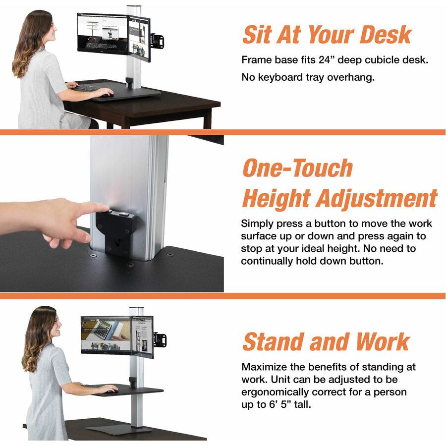 Electric Dual Monitor Height Adjustable Standing Desk Workstation - Brant Business Interiors