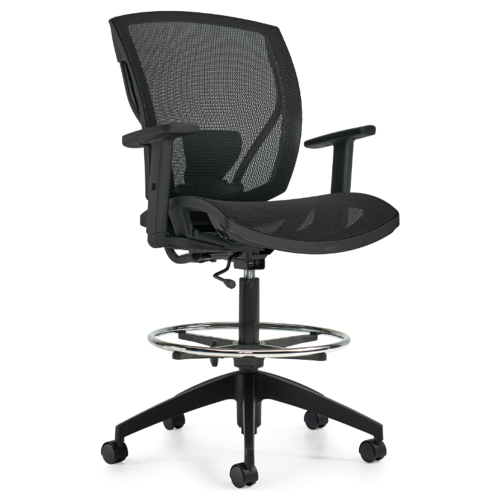 Ibex | Mesh Seat & Back Drafting Chair Stool - Brant Business Interiors